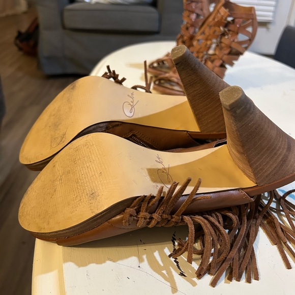 Reba Tan Leather Fringe Ankle Booties - Picture 7 of 7